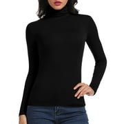 ANYFIT WEAR Long Sleeve Mock Turtleneck Stretch Slim Fitted Shirt Layer Basic Tee Tops Black XL
